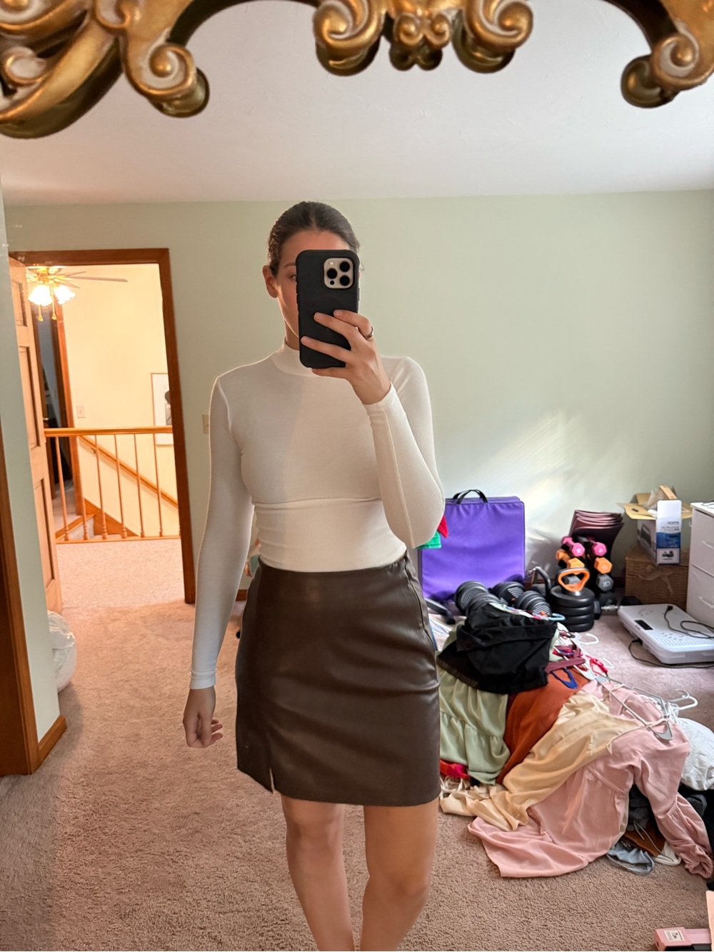 Old Navy Brown Faux Leather Mini Skirt — Classic Sleek Look
